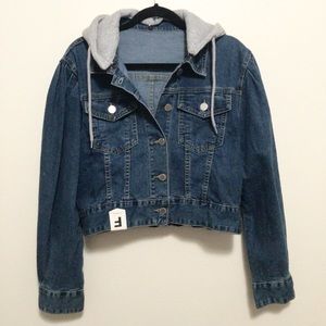 Korean Denim Hoodie Crop Top